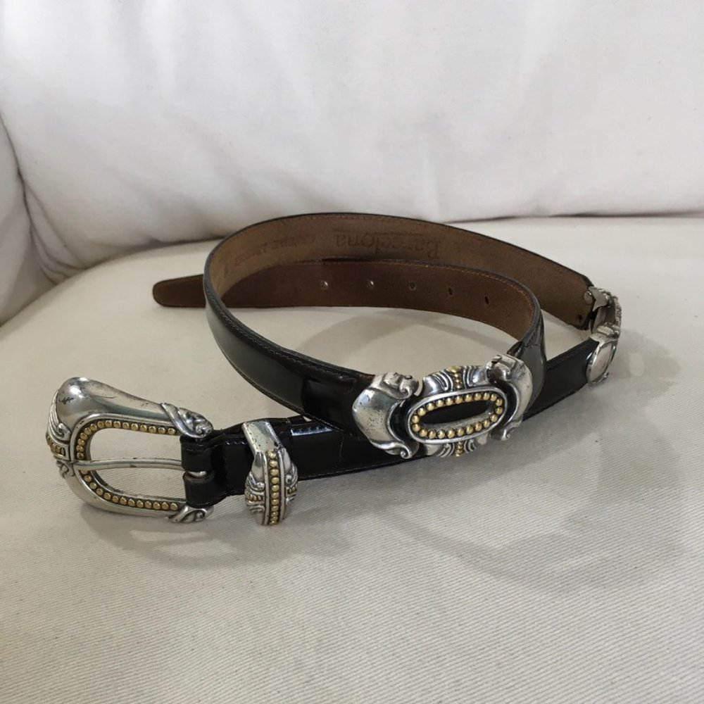 Barcelona Genuine Leather And Silver Belt Sz Med
